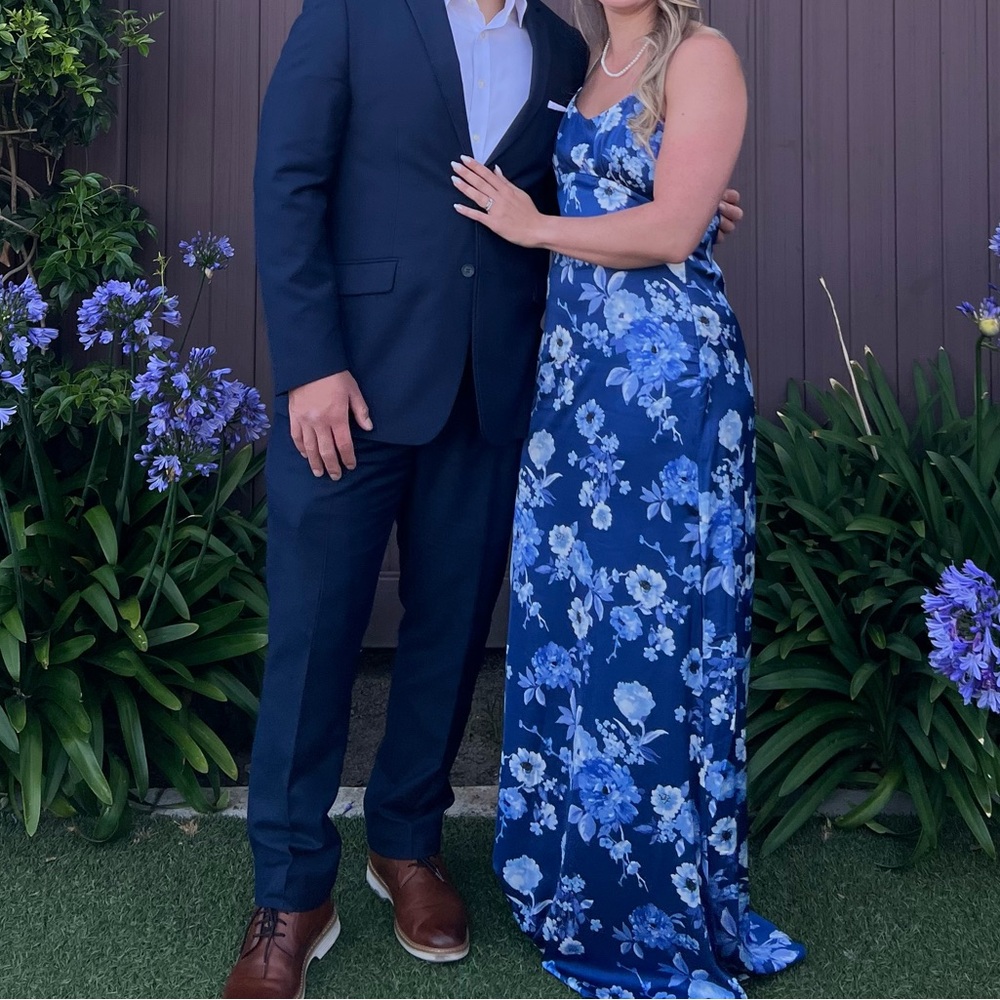 Lulu's Navy Floral Maxi Dress - Picture 2 of 4